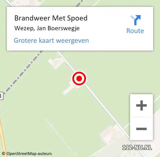 Locatie op kaart van de 112 melding: Brandweer Met Spoed Naar Wezep, Jan Boerswegje op 28 juni 2014 13:02