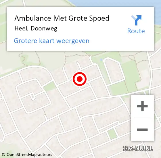 Locatie op kaart van de 112 melding: Ambulance Met Grote Spoed Naar Heel, Doonweg op 6 november 2021 20:45