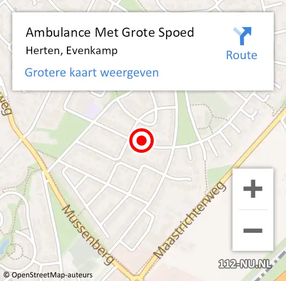 Locatie op kaart van de 112 melding: Ambulance Met Grote Spoed Naar Herten, Evenkamp op 6 november 2021 20:51