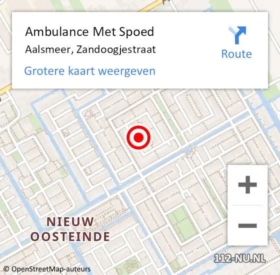 Locatie op kaart van de 112 melding: Ambulance Met Spoed Naar Aalsmeer, Zandoogjestraat op 6 november 2021 20:58