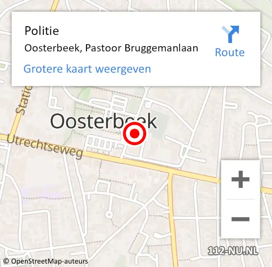 Locatie op kaart van de 112 melding: Politie Oosterbeek, Pastoor Bruggemanlaan op 6 november 2021 21:46