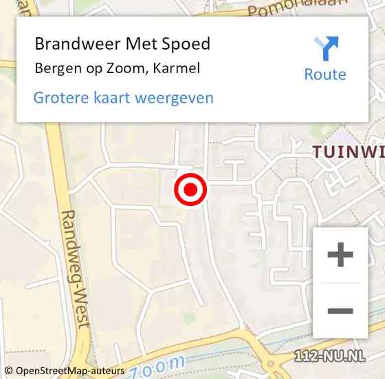 Locatie op kaart van de 112 melding: Brandweer Met Spoed Naar Bergen op Zoom, Karmel op 6 november 2021 22:00