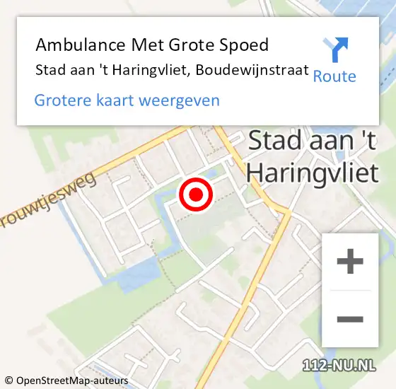 Locatie op kaart van de 112 melding: Ambulance Met Grote Spoed Naar Stad aan 't Haringvliet, Boudewijnstraat op 6 november 2021 22:12