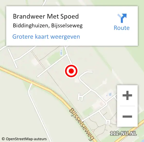 Locatie op kaart van de 112 melding: Brandweer Met Spoed Naar Biddinghuizen, Bijsselseweg op 6 november 2021 22:17