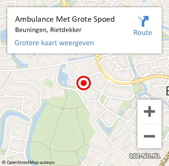 Locatie op kaart van de 112 melding: Ambulance Met Grote Spoed Naar Beuningen, Rietdekker op 6 november 2021 22:27