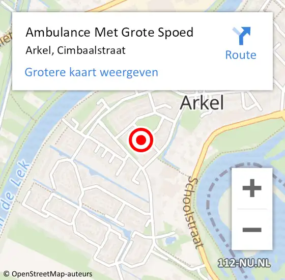 Locatie op kaart van de 112 melding: Ambulance Met Grote Spoed Naar Arkel, Cimbaalstraat op 6 november 2021 22:29