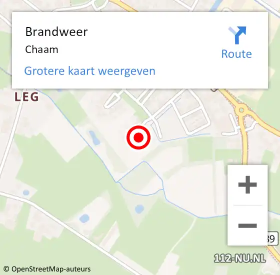 Locatie op kaart van de 112 melding: Brandweer Chaam op 6 november 2021 22:58