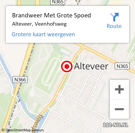 Locatie op kaart van de 112 melding: Brandweer Met Grote Spoed Naar Alteveer, Veenhofsweg op 6 november 2021 23:01