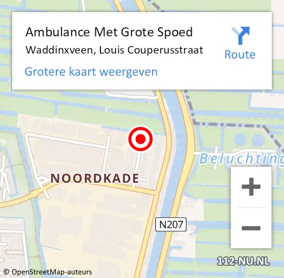 Locatie op kaart van de 112 melding: Ambulance Met Grote Spoed Naar Waddinxveen, Louis Couperusstraat op 6 november 2021 23:01