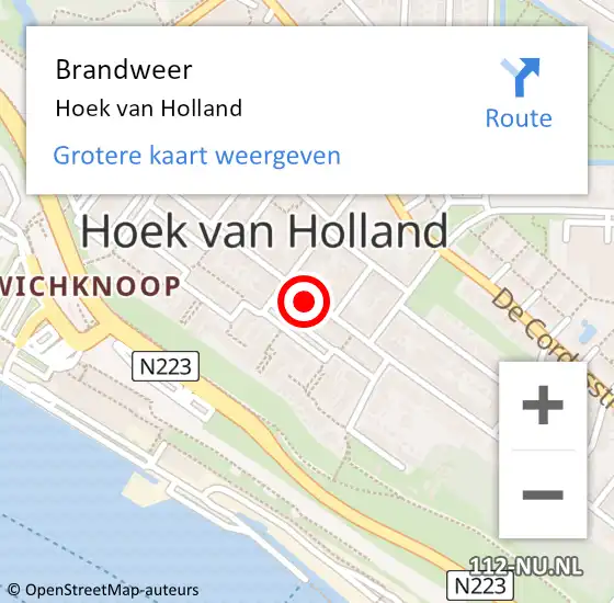 Locatie op kaart van de 112 melding: Brandweer Hoek van Holland op 6 november 2021 23:22