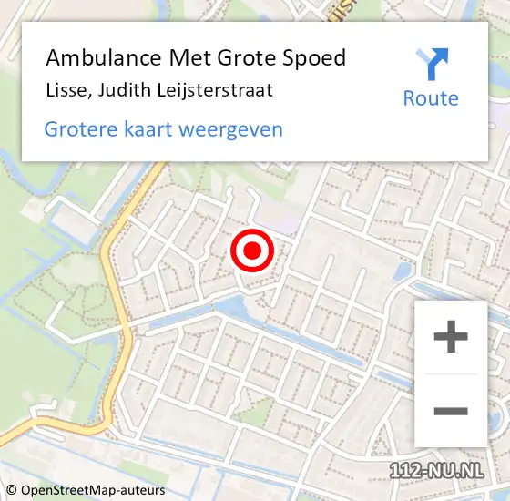 Locatie op kaart van de 112 melding: Ambulance Met Grote Spoed Naar Lisse, Judith Leijsterstraat op 6 november 2021 23:29