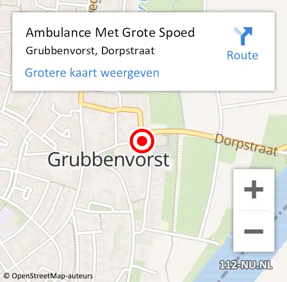 Locatie op kaart van de 112 melding: Ambulance Met Grote Spoed Naar Grubbenvorst, Dorpstraat op 6 november 2021 23:40