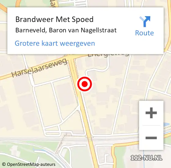 Locatie op kaart van de 112 melding: Brandweer Met Spoed Naar Barneveld, Baron van Nagellstraat op 7 november 2021 00:25