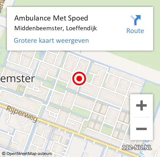 Locatie op kaart van de 112 melding: Ambulance Met Spoed Naar Middenbeemster, Loeffendijk op 7 november 2021 00:28