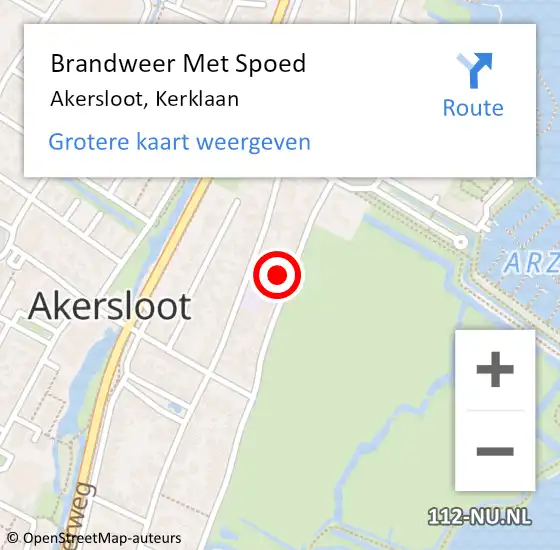 Locatie op kaart van de 112 melding: Brandweer Met Spoed Naar Akersloot, Kerklaan op 7 november 2021 00:36