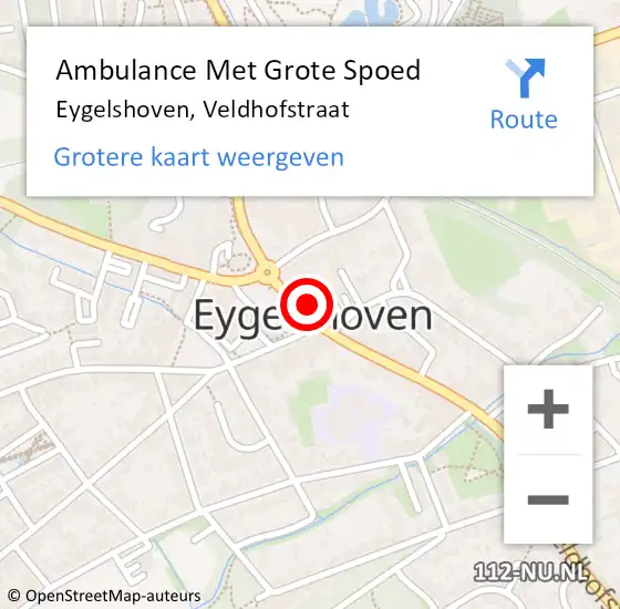 Locatie op kaart van de 112 melding: Ambulance Met Grote Spoed Naar Eygelshoven, Veldhofstraat op 28 juni 2014 13:28