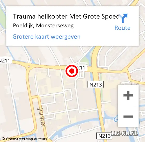 Locatie op kaart van de 112 melding: Trauma helikopter Met Grote Spoed Naar Poeldijk, Monsterseweg op 7 november 2021 01:10