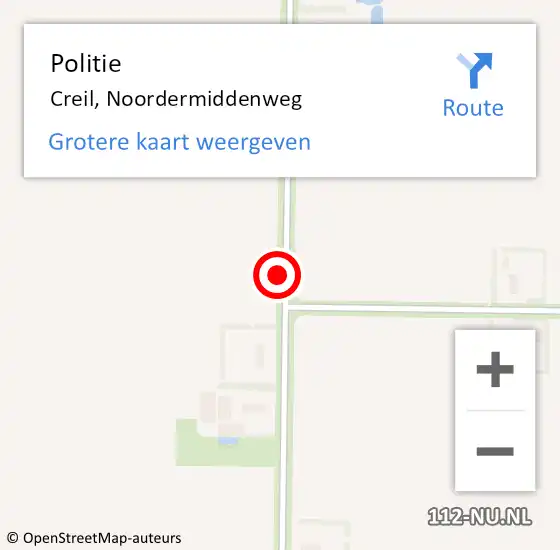 Locatie op kaart van de 112 melding: Politie Creil, Noordermiddenweg op 7 november 2021 01:46