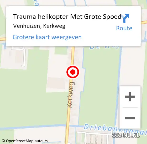 Locatie op kaart van de 112 melding: Trauma helikopter Met Grote Spoed Naar Venhuizen, Kerkweg op 7 november 2021 01:55