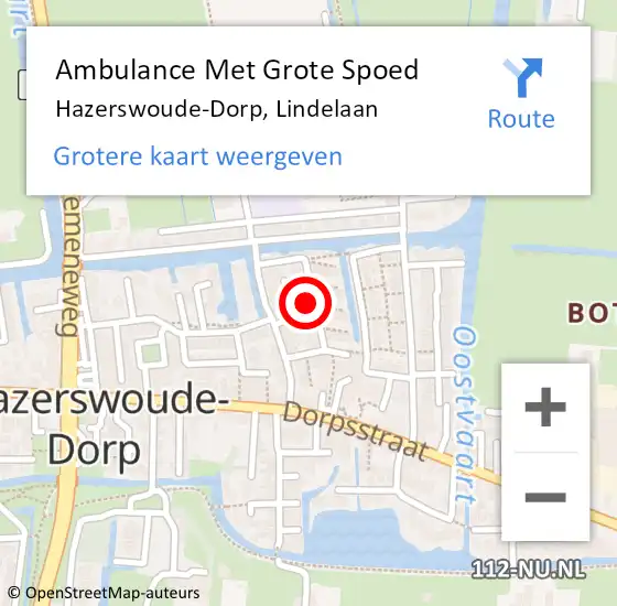 Locatie op kaart van de 112 melding: Ambulance Met Grote Spoed Naar Hazerswoude-Dorp, Lindelaan op 7 november 2021 02:27