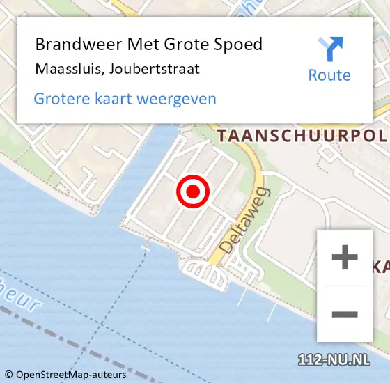 Locatie op kaart van de 112 melding: Brandweer Met Grote Spoed Naar Maassluis, Joubertstraat op 7 november 2021 02:29