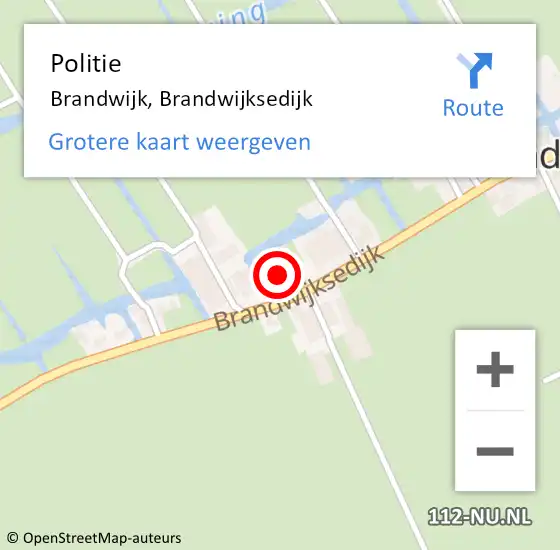 Locatie op kaart van de 112 melding: Politie Brandwijk, Brandwijksedijk op 7 november 2021 03:19