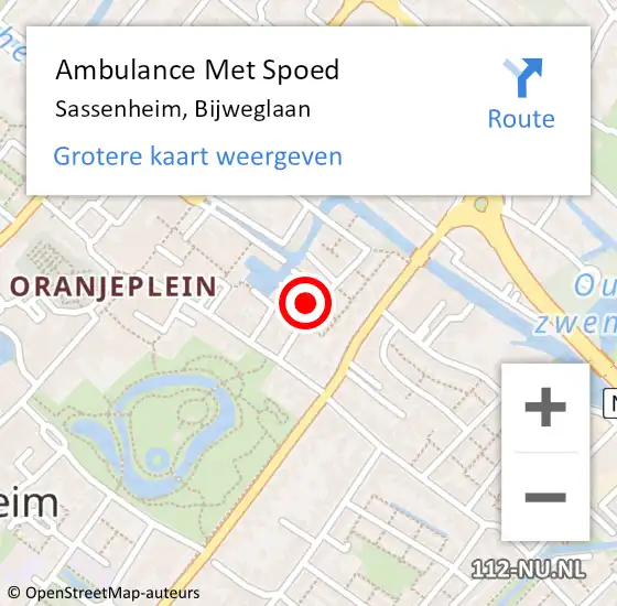 Locatie op kaart van de 112 melding: Ambulance Met Spoed Naar Sassenheim, Bijweglaan op 7 november 2021 03:46