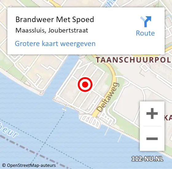 Locatie op kaart van de 112 melding: Brandweer Met Spoed Naar Maassluis, Joubertstraat op 7 november 2021 04:37