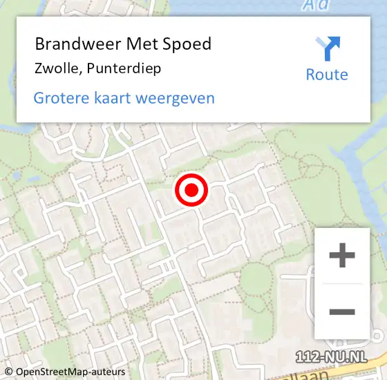 Locatie op kaart van de 112 melding: Brandweer Met Spoed Naar Zwolle, Punterdiep op 7 november 2021 06:33