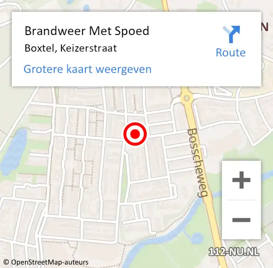 Locatie op kaart van de 112 melding: Brandweer Met Spoed Naar Boxtel, Keizerstraat op 7 november 2021 07:01