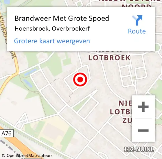 Locatie op kaart van de 112 melding: Brandweer Met Grote Spoed Naar Hoensbroek, Overbroekerf op 7 november 2021 07:26