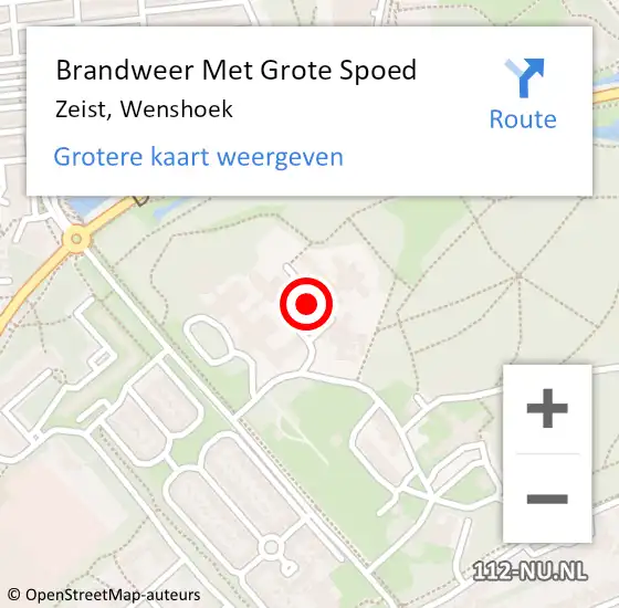 Locatie op kaart van de 112 melding: Brandweer Met Grote Spoed Naar Zeist, Wenshoek op 7 november 2021 08:42