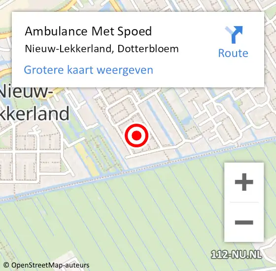 Locatie op kaart van de 112 melding: Ambulance Met Spoed Naar Nieuw-Lekkerland, Dotterbloem op 7 november 2021 08:59