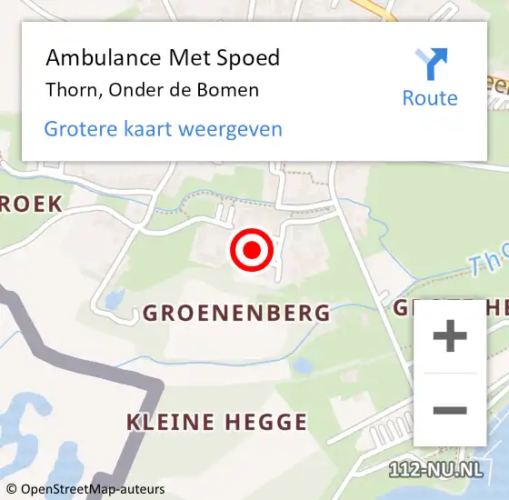 Locatie op kaart van de 112 melding: Ambulance Met Spoed Naar Thorn, Onder de Bomen op 7 november 2021 09:12