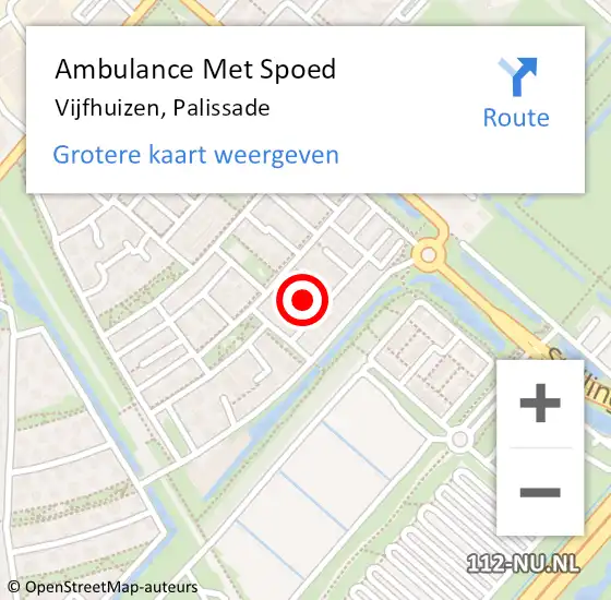 Locatie op kaart van de 112 melding: Ambulance Met Spoed Naar Vijfhuizen, Palissade op 7 november 2021 09:18