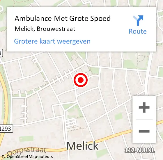 Locatie op kaart van de 112 melding: Ambulance Met Grote Spoed Naar Melick, Brouwestraat op 7 november 2021 09:45