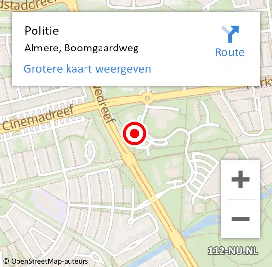 Locatie op kaart van de 112 melding: Politie Almere, Boomgaardweg op 7 november 2021 09:56