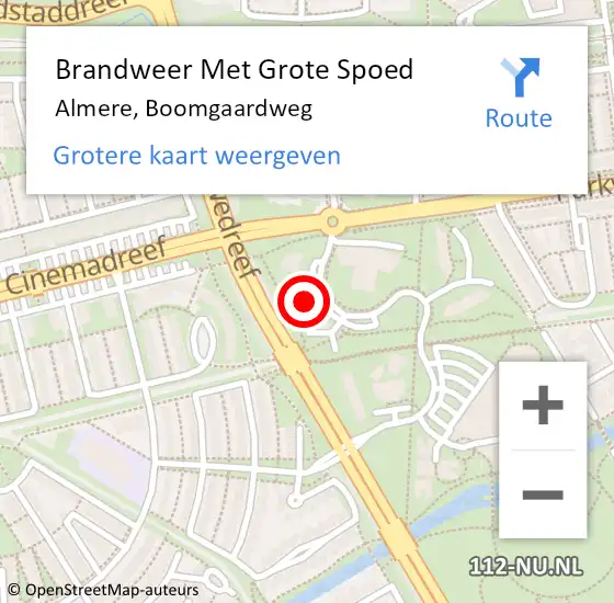 Locatie op kaart van de 112 melding: Brandweer Met Grote Spoed Naar Almere, Boomgaardweg op 7 november 2021 09:56