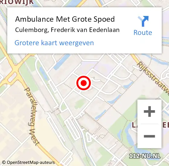 Locatie op kaart van de 112 melding: Ambulance Met Grote Spoed Naar Culemborg, Frederik van Eedenlaan op 7 november 2021 10:22