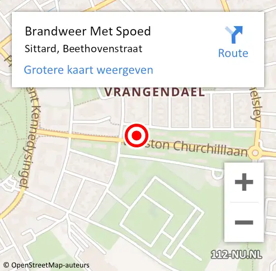 Locatie op kaart van de 112 melding: Brandweer Met Spoed Naar Sittard, Beethovenstraat op 7 november 2021 10:24