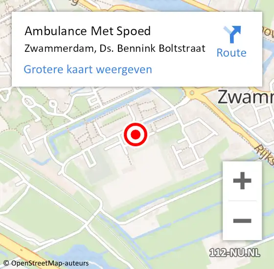 Locatie op kaart van de 112 melding: Ambulance Met Spoed Naar Zwammerdam, Ds. Bennink Boltstraat op 7 november 2021 10:52