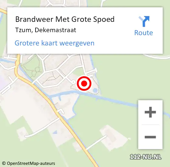 Locatie op kaart van de 112 melding: Brandweer Met Grote Spoed Naar Tzum, Dekemastraat op 28 juni 2014 14:00