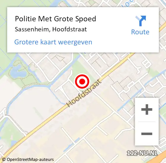 Locatie op kaart van de 112 melding: Politie Met Grote Spoed Naar Sassenheim, Hoofdstraat op 7 november 2021 11:09