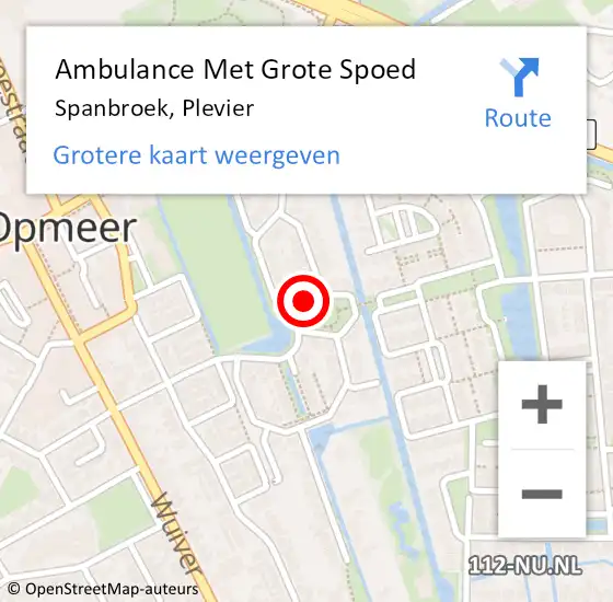 Locatie op kaart van de 112 melding: Ambulance Met Grote Spoed Naar Spanbroek, Plevier op 28 juni 2014 14:03