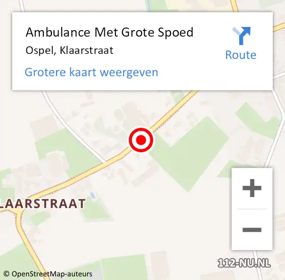 Locatie op kaart van de 112 melding: Ambulance Met Grote Spoed Naar Ospel, Klaarstraat op 7 november 2021 12:11