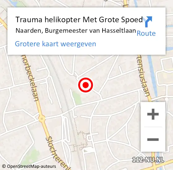 Locatie op kaart van de 112 melding: Trauma helikopter Met Grote Spoed Naar Naarden, Burgemeester van Hasseltlaan op 7 november 2021 12:20