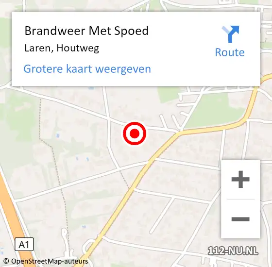 Locatie op kaart van de 112 melding: Brandweer Met Spoed Naar Laren, Houtweg op 7 november 2021 12:25