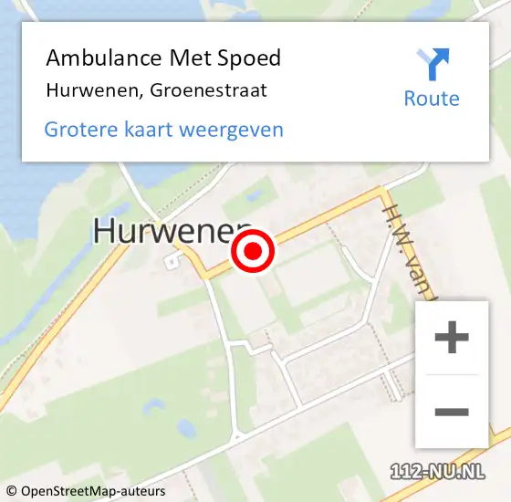 Locatie op kaart van de 112 melding: Ambulance Met Spoed Naar Hurwenen, Groenestraat op 6 oktober 2013 16:02