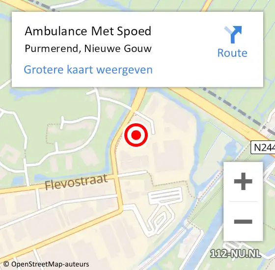 Locatie op kaart van de 112 melding: Ambulance Met Spoed Naar Purmerend, Nieuwe Gouw op 7 november 2021 12:33