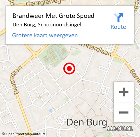 Locatie op kaart van de 112 melding: Brandweer Met Grote Spoed Naar Den Burg, Schoonoordsingel op 7 november 2021 12:38